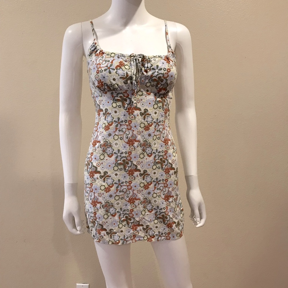 Vintage y2k LA Hearts Mini Slip Dress Size S Earthy Floral Butterflies Cottage